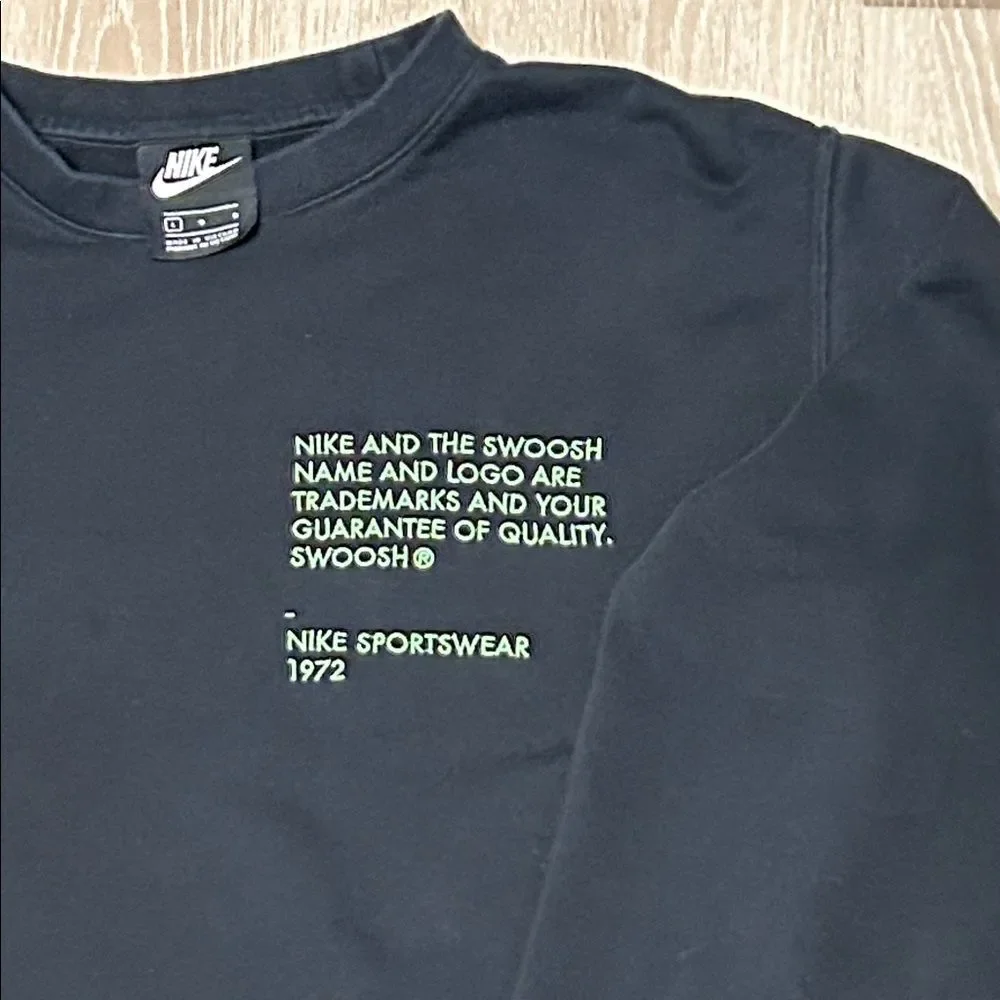 Nike Vintage Y2K Men's Black with Lime and Orange Embroidery Crewneck Sweatshirt